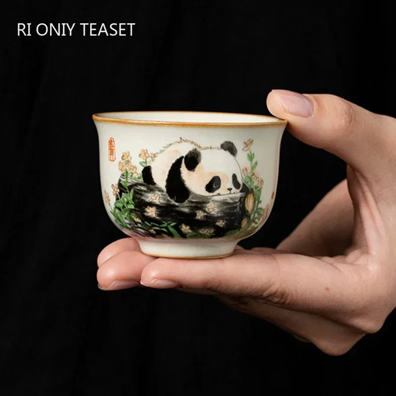 Korean Tea Set - 1-teiliges chinesisches Traditions-Ru-Ofen-Teetasse aus Keramik, handbemalt,