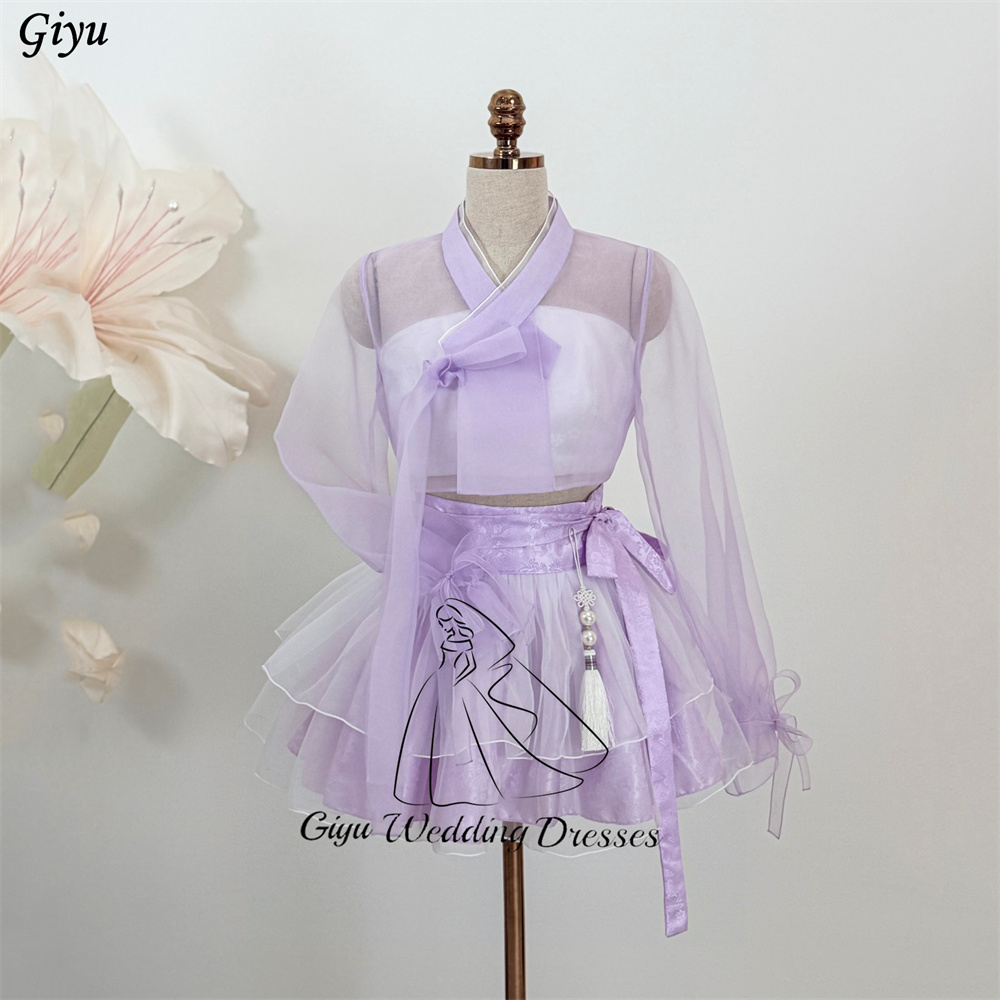 Korean Tea Set - Giyu Lila Hanbok-Minikleid, koreanischer traditioneller Rock